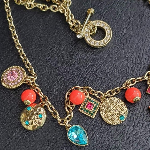 Heidi Daus Long Statement Necklace from Summer Swag Set Gold Plate Multi-colored - Picture 5 of 9